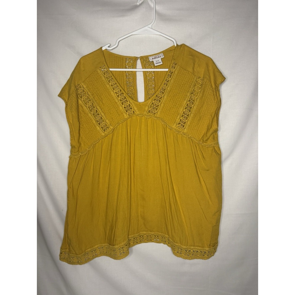 Ariat Shindig Shirt Crochet Rayon Yellow Womens MD